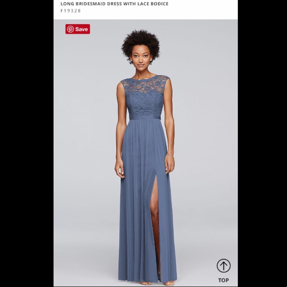 ‘David’s Bridal’ Lace Bodice Gown - Steel Blue
